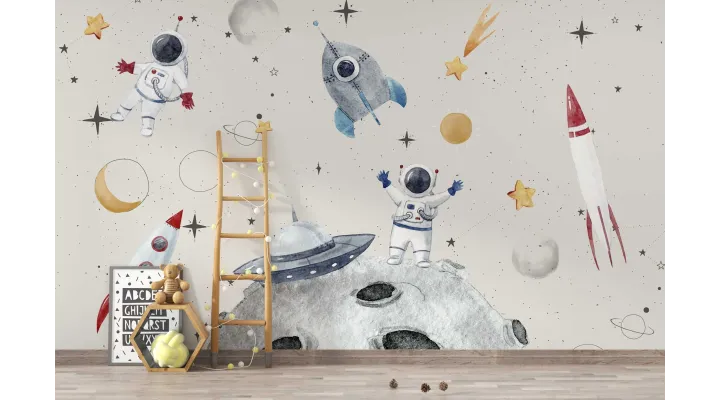 Galactic Journey – Space-Themed Wide-Format Wallpaper for Kids