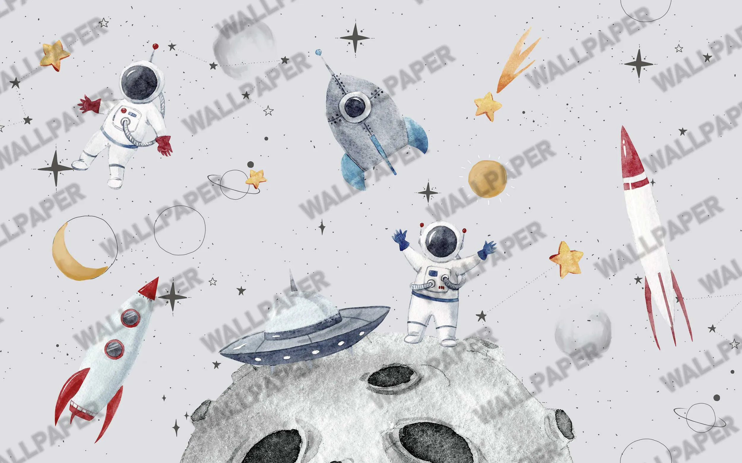 Galactic Journey – Space-Themed Wide-Format Wallpaper for Kids