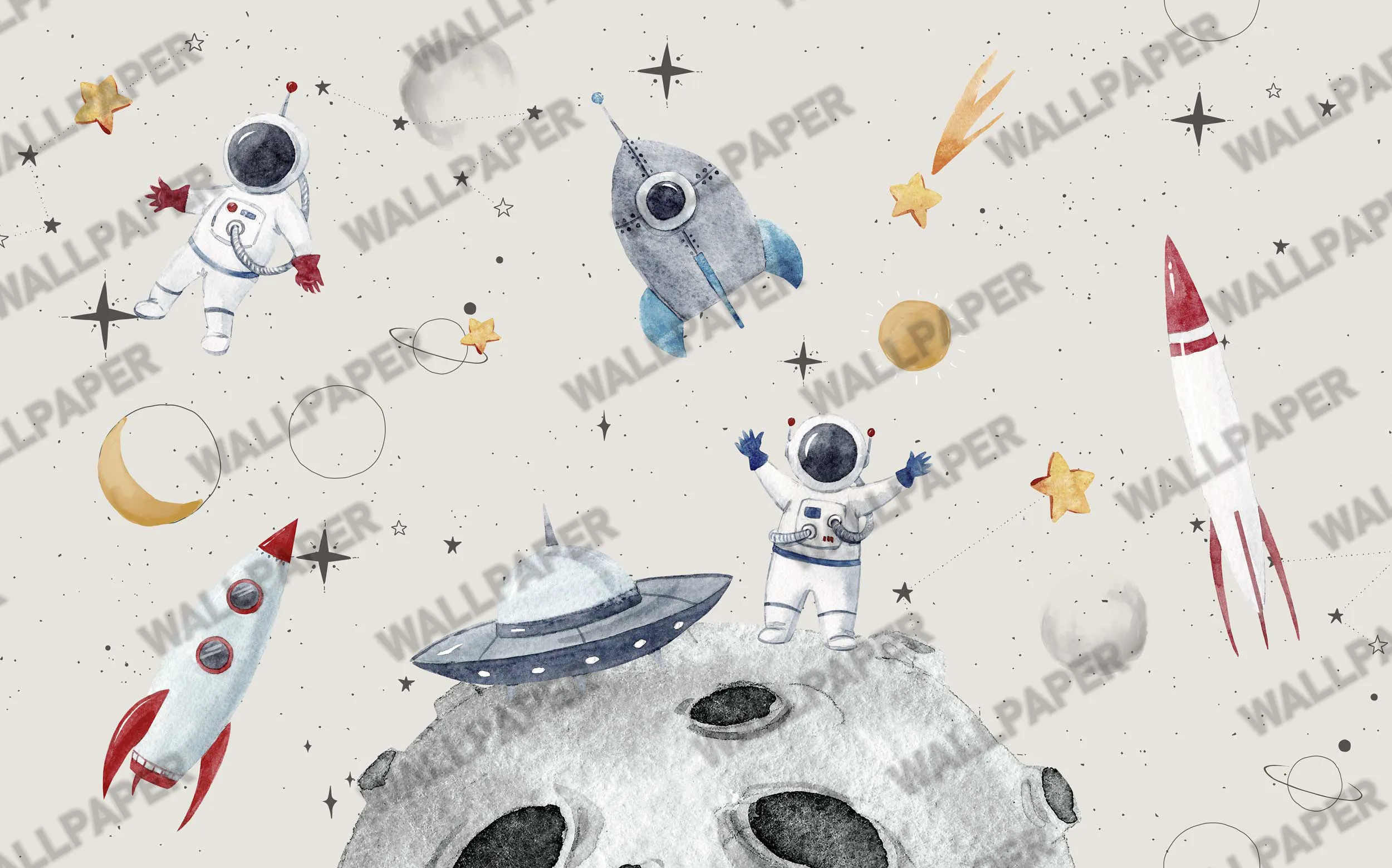 Galactic Journey – Space-Themed Wide-Format Wallpaper for Kids