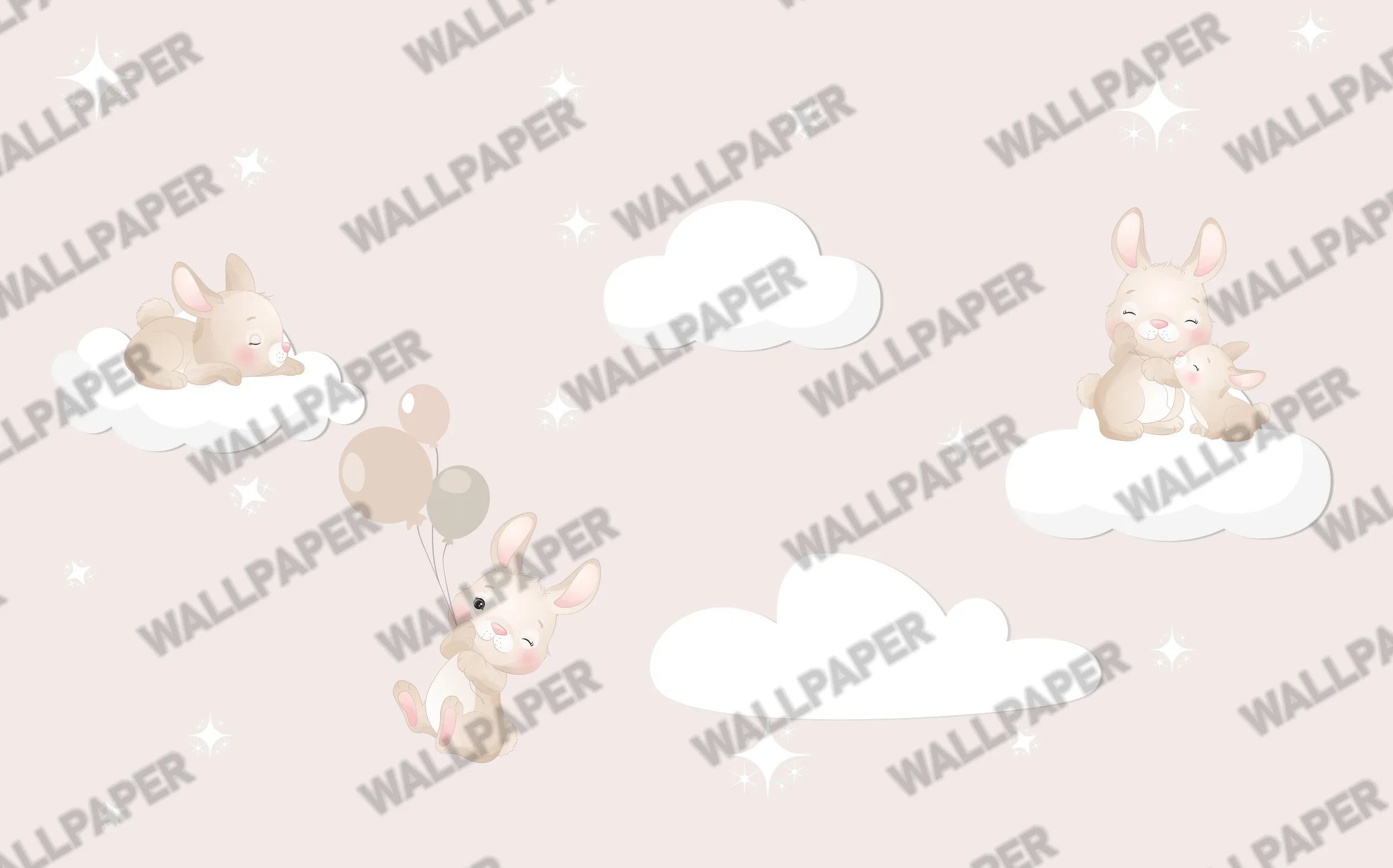 Bunny Cloudland – Soft & Dreamy Wide-Format Wallpaper for Kids' Rooms