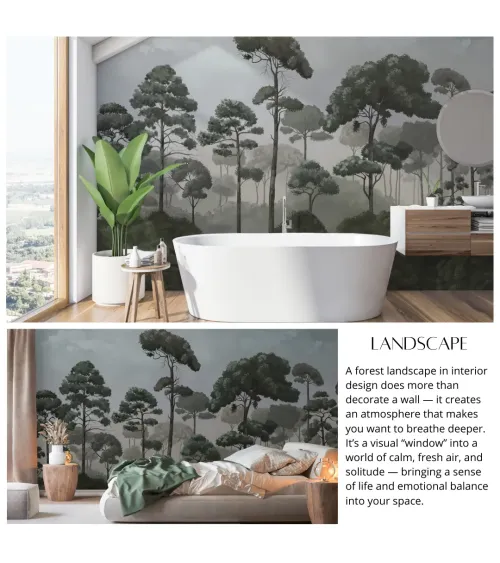 Oil Forest Wallpaper – Custom Seamless Forest Mural for Serene Interiors | Art Vision Decor