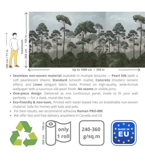 Oil Forest Wallpaper – Custom Seamless Forest Mural for Serene Interiors | Art Vision Decor