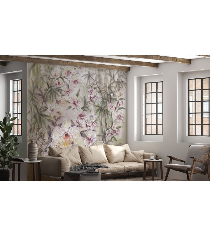 Bamboo Orchid Wallpaper: Elegance by Ukrainian Artist Lyudmila Aleksieieva