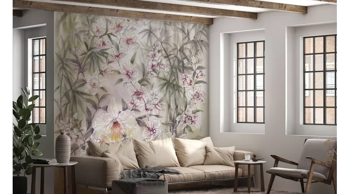 Bamboo Orchid Wallpaper: Elegance by Ukrainian Artist Lyudmila Aleksieieva