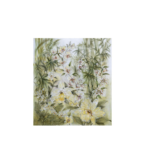 Bamboo Orchid Wallpaper: Elegance by Ukrainian Artist Lyudmila Aleksieieva