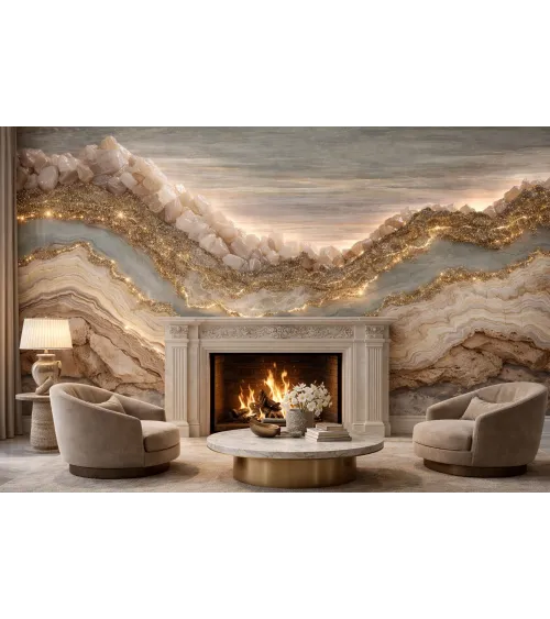 Gold Flow Seamless Geode Wallpaper Mural | Luxury Agate & Gold Wall Design Canada