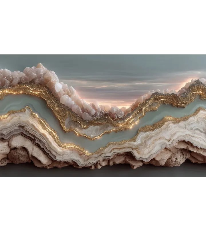 Gold Flow Seamless Geode Wallpaper Mural | Luxury Agate & Gold Wall Design Canada