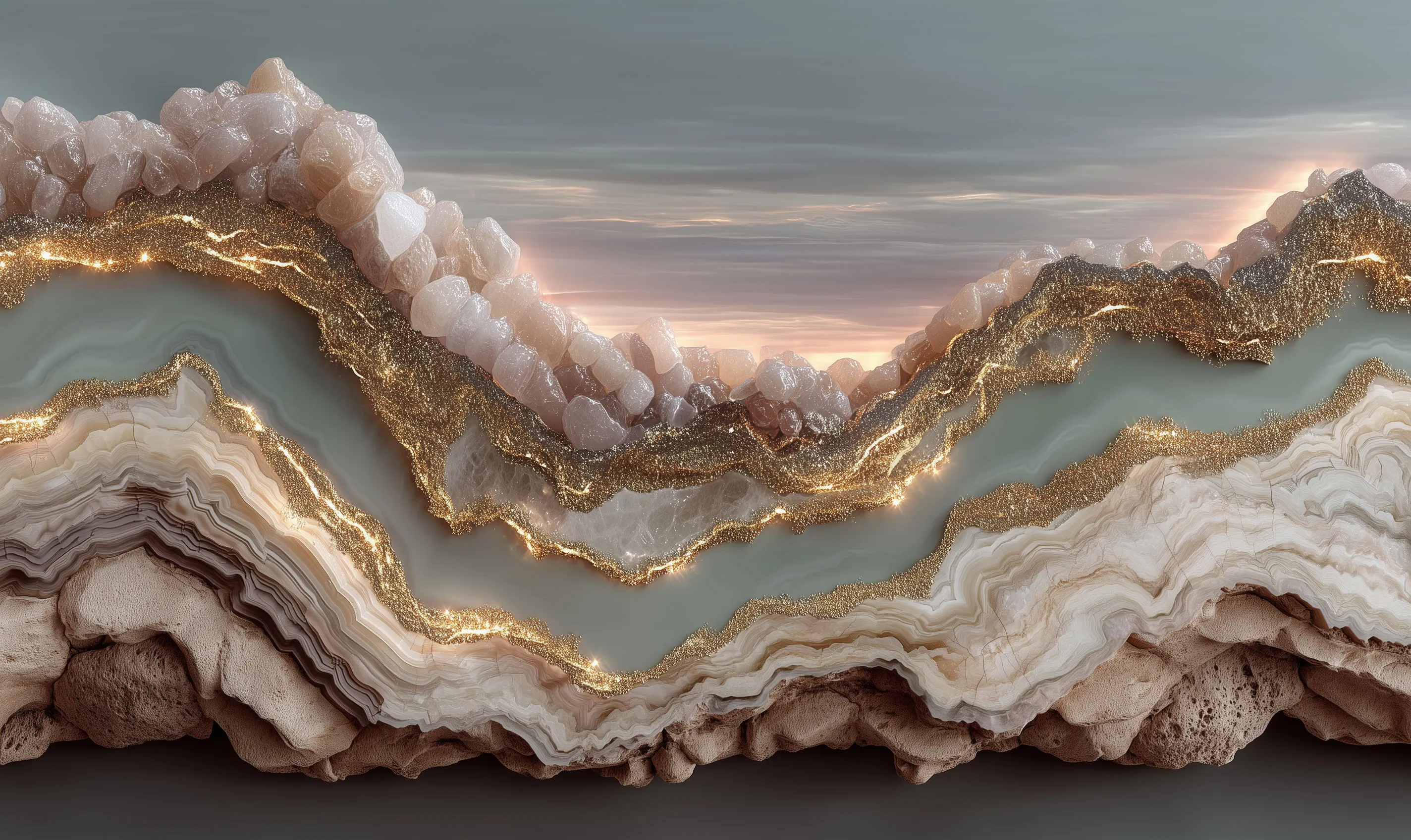 Gold Flow Seamless Geode Wallpaper Mural | Luxury Agate & Gold Wall Design Canada