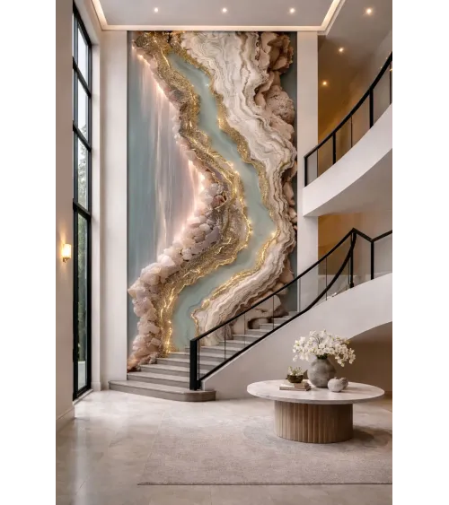 Gold Flow Seamless Geode Wallpaper Mural | Luxury Agate & Gold Wall Design Canada
