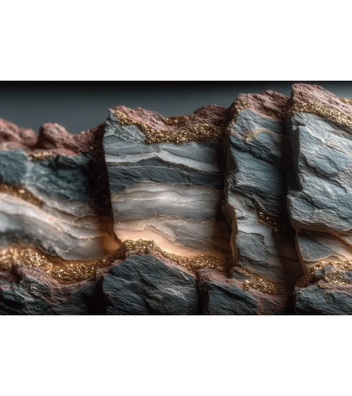 Dark Canyon Gold Seamless Wallpaper Mural | Luxury Stone & Gold Design Canada
