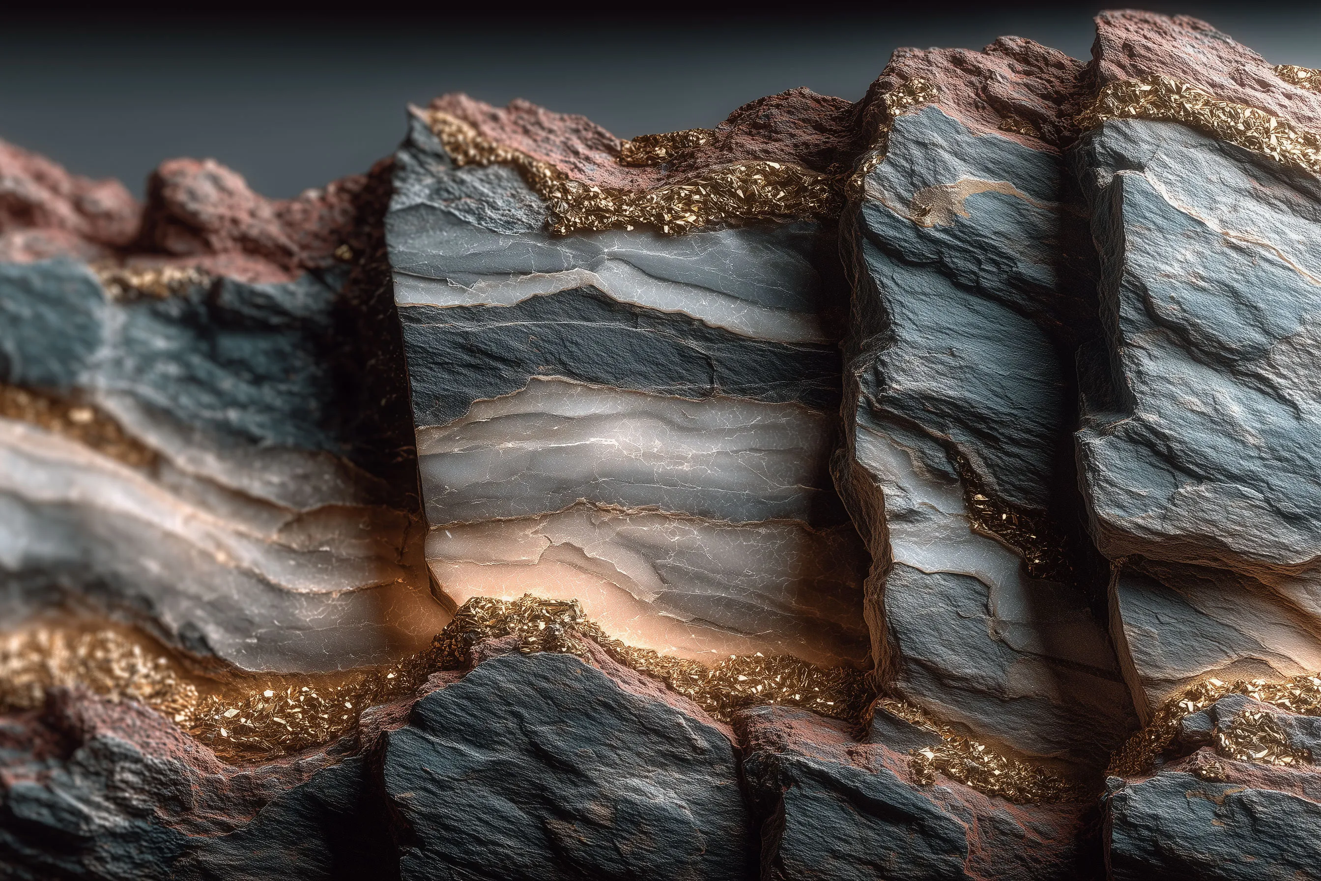 Dark Canyon Gold Seamless Wallpaper Mural | Luxury Stone & Gold Design Canada
