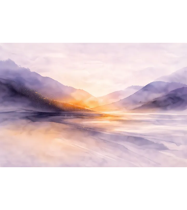 Pastel Mood Watercolor Mountain Mural | Custom Luxury Wallpaper Canada