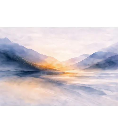 Pastel Mood Watercolor Mountain Mural | Custom Luxury Wallpaper Canada