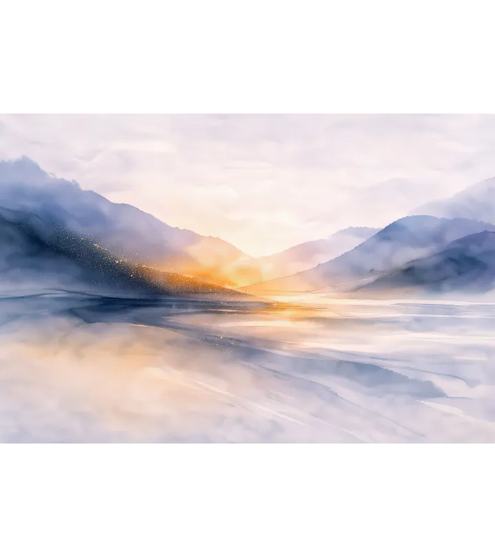 Pastel Mood Watercolor Mountain Mural | Custom Luxury Wallpaper Canada