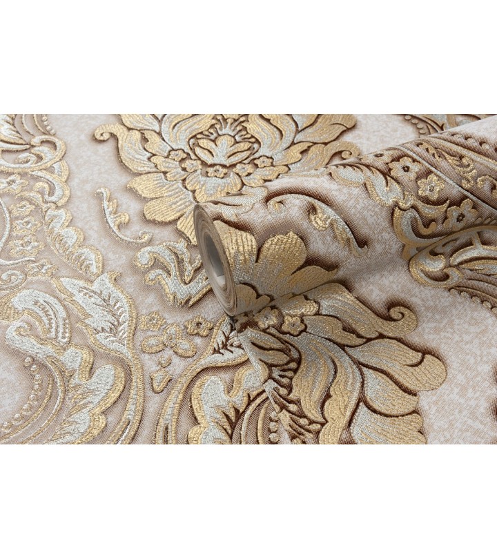 Vinyl Foam wallpaper on non-woven base Vinil Charlotte DHV-1196/1 Light Gold Silver 10,05 x 1,06