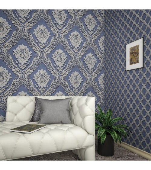 Vinyl Foam wallpaper on non-woven base Vinil Charlotte DHV-1196/1 Light Gold Silver 10,05 x 1,06