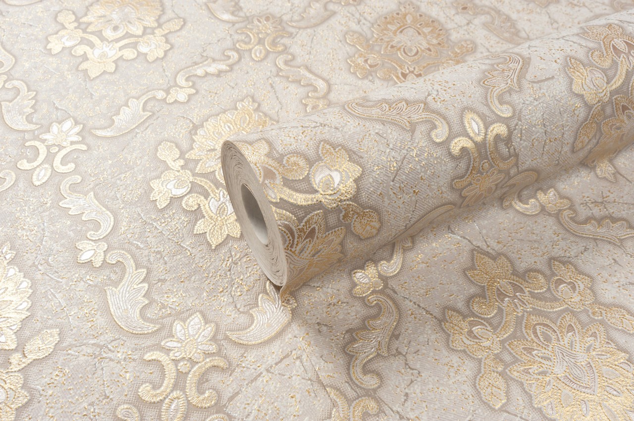 Vinyl Foam wallpaper on non-woven base Vinil Klein  DHS-1413/3 Golden Beige 10,05 x 1,06 m