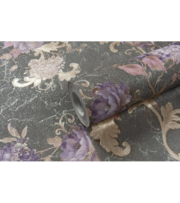 Hot Embossed wallpaper on Non-Woven Base Vinil Agava SHT 7-1405 Dark Gray 10,05 x 1,06 m