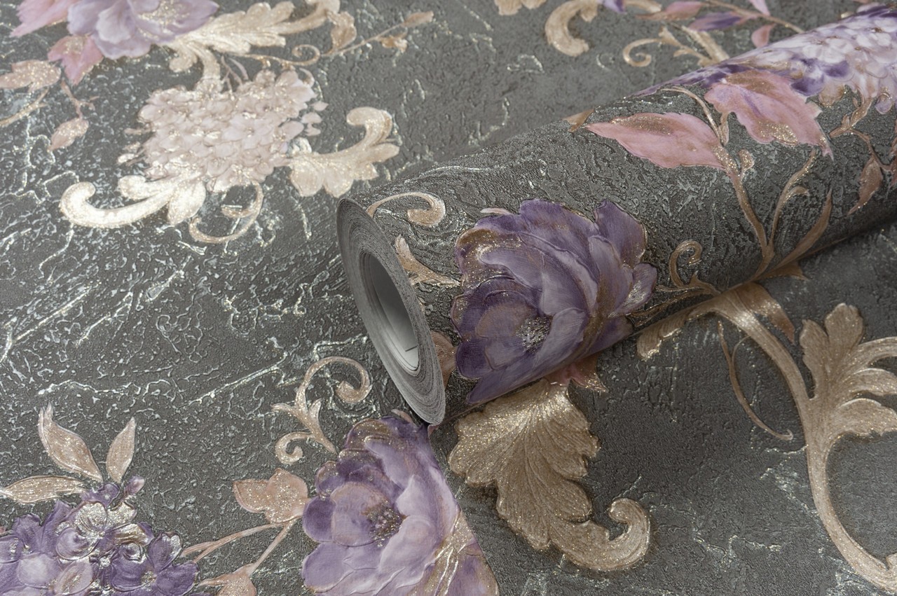 Hot Embossed wallpaper on Non-Woven Base Vinil Agava SHT 7-1405 Dark Gray 10,05 x 1,06 m