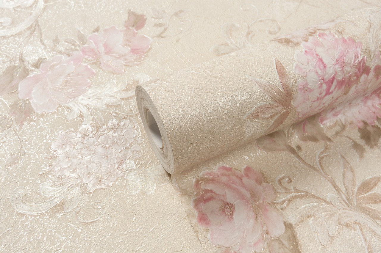 Hot Embossed wallpaper on Non-Woven Base Vinil Agava SHT 2-1405 Light Rose 10,05 x 1,06 m