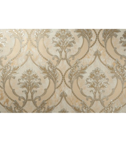 Hot Embossed wallpaper on Non-Woven Base Vinil Arona VIP3-1035 Golden -Silver 10,05 x 1,06 m