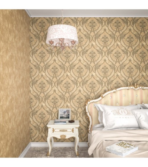 Hot Embossed wallpaper on Non-Woven Base Vinil Arona VIP3-1035 Golden -Silver 10,05 x 1,06 m