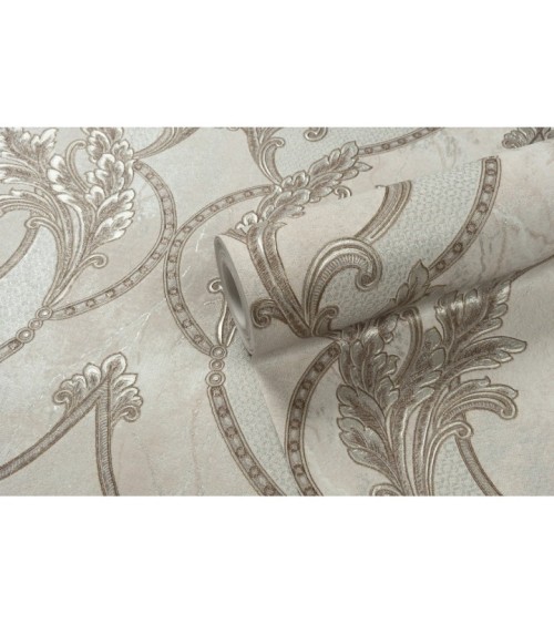 Hot Embossed wallpaper on Non-Woven Base Vinil Arona VIP4-1035 Silver-Brown 10,05 x 1,06 m