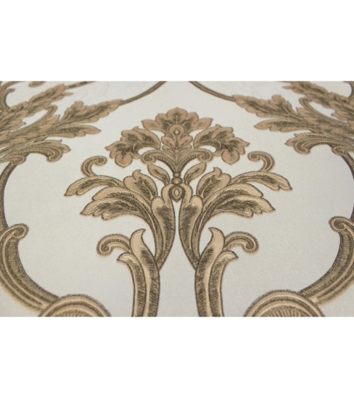 Hot Embossed wallpaper on Non-Woven Base Vinil Arona VIP7-1035 White-Gold 10,05 x 1,06 m