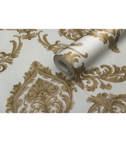 Hot Embossed wallpaper on Non-Woven Base Vinil Mersin PVIP 2-0871 Golden-White 10,05 x 1,06 m