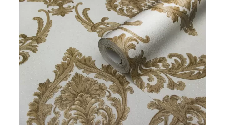 Hot Embossed wallpaper on Non-Woven Base Vinil Mersin PVIP 2-0871 Golden-White 10,05 x 1,06 m