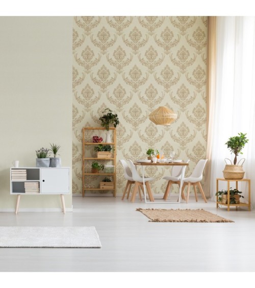 Hot Embossed wallpaper on Non-Woven Base Vinil Mersin PVIP 2-0871 Golden-White 10,05 x 1,06 m