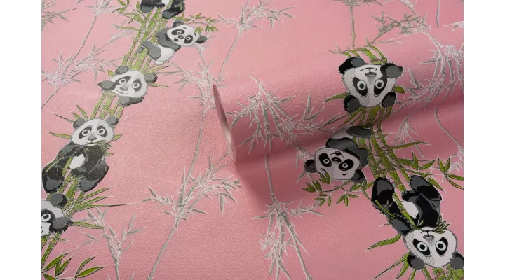 Vinyl Foam wallpaper on non-woven base Vinil Pandas DHN-1427/3 Pink 10,05 x 1,06 m