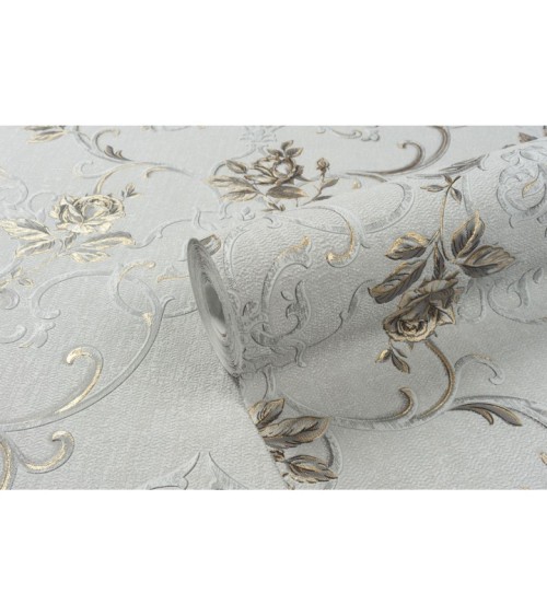 Vinyl Foam wallpaper on non-woven base Vinil Donna  DHS-1460/3 Light-Gray 10,05 x 1,06 m