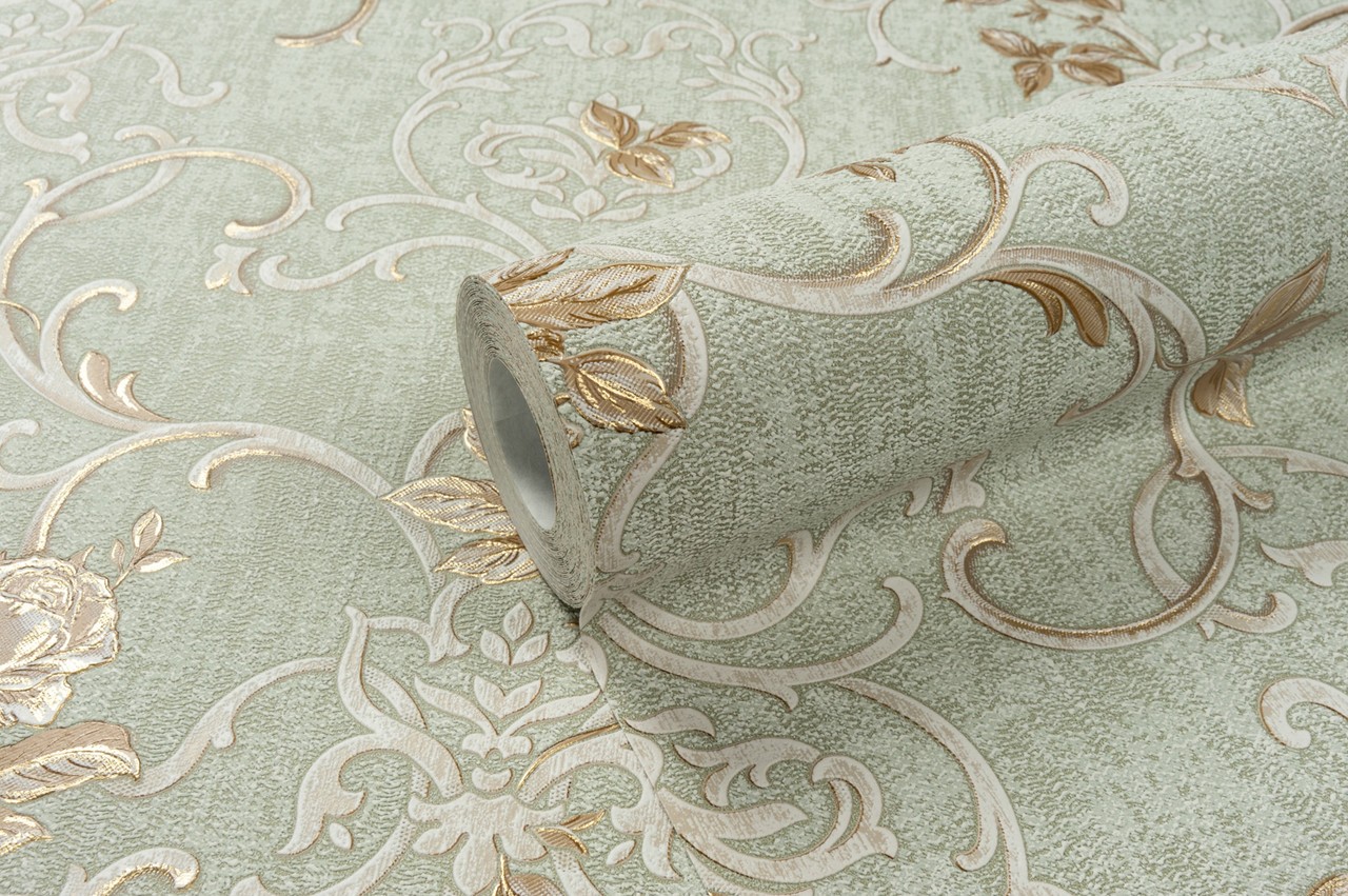 Vinyl Foam wallpaper on non-woven base Vinil Donna  DHS-1460/4 Olive 10,05 x 1,06 m