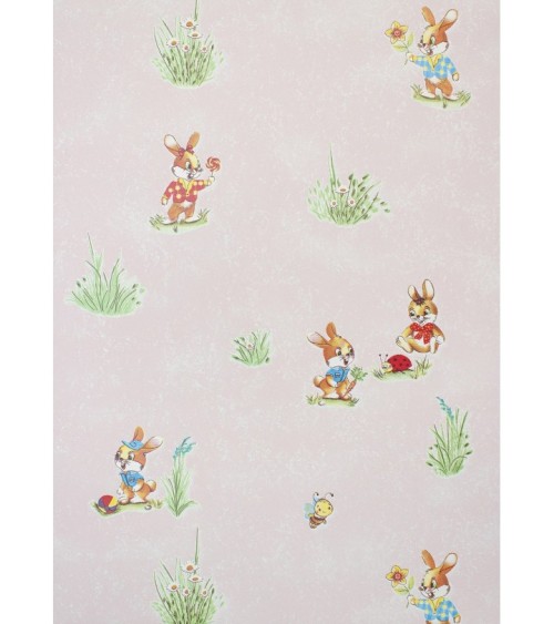 Vinyl Foam wallpaper on paper backing Vinil Bunnies WKS 4-1337 Pink 10,05 x 0,53 m