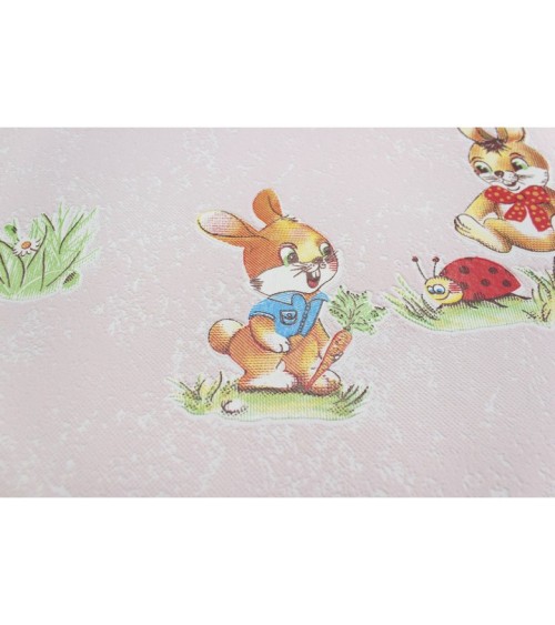 Vinyl Foam wallpaper on paper backing Vinil Bunnies WKS 4-1337 Pink 10,05 x 0,53 m