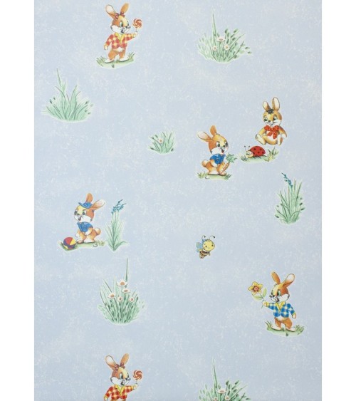 Vinyl Foam wallpaper on paper backing Vinil Bunnies WKS 5-1337 Blue 10,05 x 0,53 m