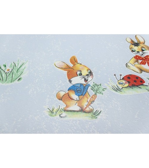 Vinyl Foam wallpaper on paper backing Vinil Bunnies WKS 5-1337 Blue 10,05 x 0,53 m