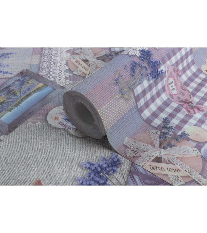 Hot Embossed wallpaper on Non-Woven Base Vinil Lavender SHT 4-1532 Gray-Purple 10,05 x 1,06 m