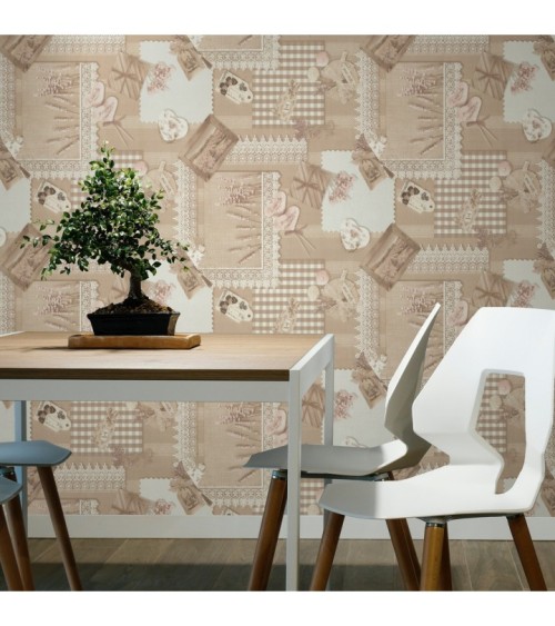 Hot Embossed wallpaper on Non-Woven Base Vinil Lavender SHT 5-1532 Beige 10,05 x 1,06 m