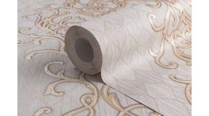 Vinyl Foam wallpaper on non-woven base Vinil Amina  DHS-1474/3 Gray-Beige 10,05 x 1,06 m