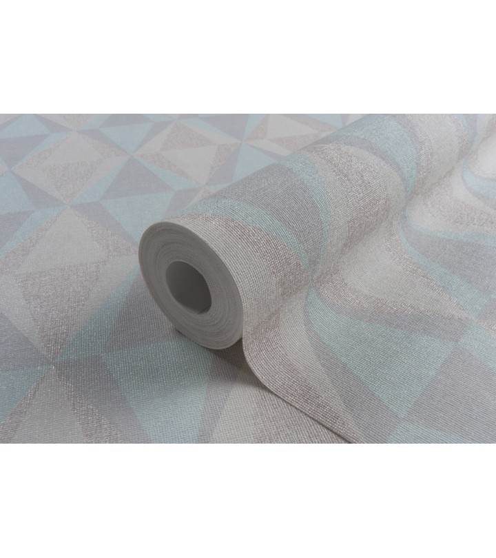 Hot Embossed wallpaper on Non-Woven Base Vinil Tiggo SHT 3-1535 Gray-Turquoise 10,05 x 1,06 m