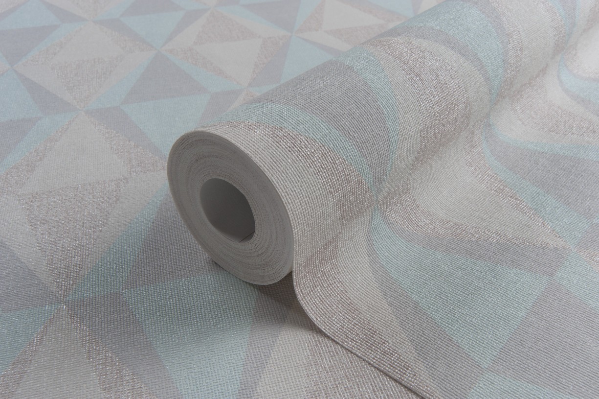 Hot Embossed wallpaper on Non-Woven Base Vinil Tiggo SHT 3-1535 Gray-Turquoise 10,05 x 1,06 m