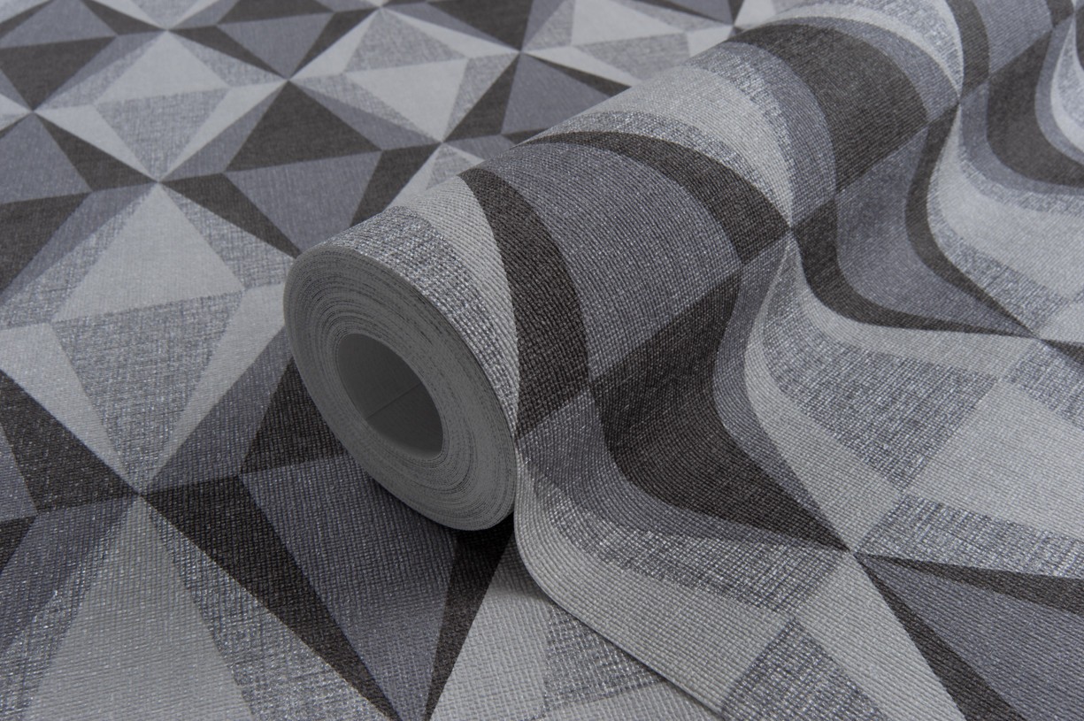 Hot Embossed wallpaper on Non-Woven Base Vinil Tiggo SHT 6-1535 Gray-Black 10,05 x 1,06 m