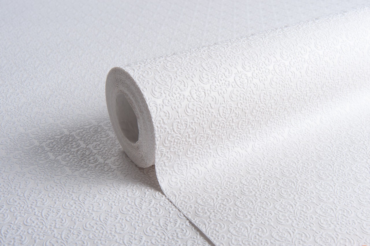 Vinyl Foam wallpaper on non-woven base Vinil Damir DHV-1487/1 White 10,05 x 1,06 m