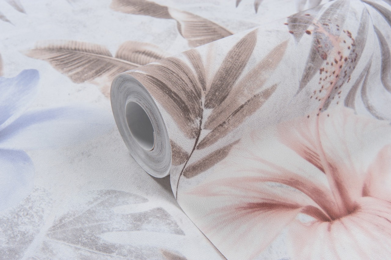 Hot Embossed wallpaper on Non-Woven Base Vinil Paradise SHT 1-1562 Light Pink Gray 10,05 x 1,06 m