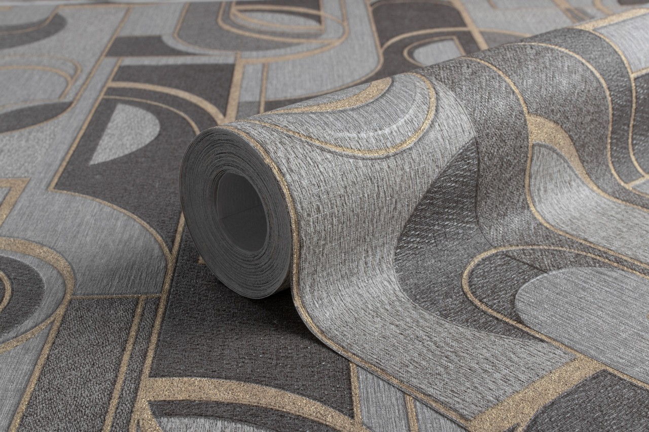 Hot Embossed wallpaper on Non-Woven Base Vinil Lion TFSH 5-1432 Gray-Black 10,05 x 1,06 m