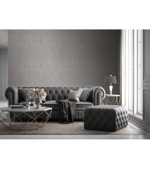 Hot Embossed wallpaper on Non-Woven Base Vinil Vensan PVIP 1-1571 Light-Gray 10,05 x 1,06 m