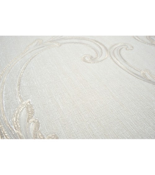 Hot Embossed wallpaper on Non-Woven Base Vinil Vensan PVIP 2-1571 White 10,05 x 1,06 m