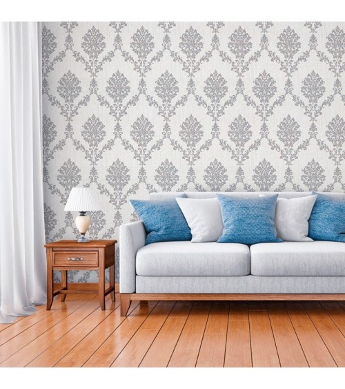 Vinyl Foam wallpaper on non-woven base Vinil Shamani DHV-1489/4 Gray Blue 10,05 x 1,06 m